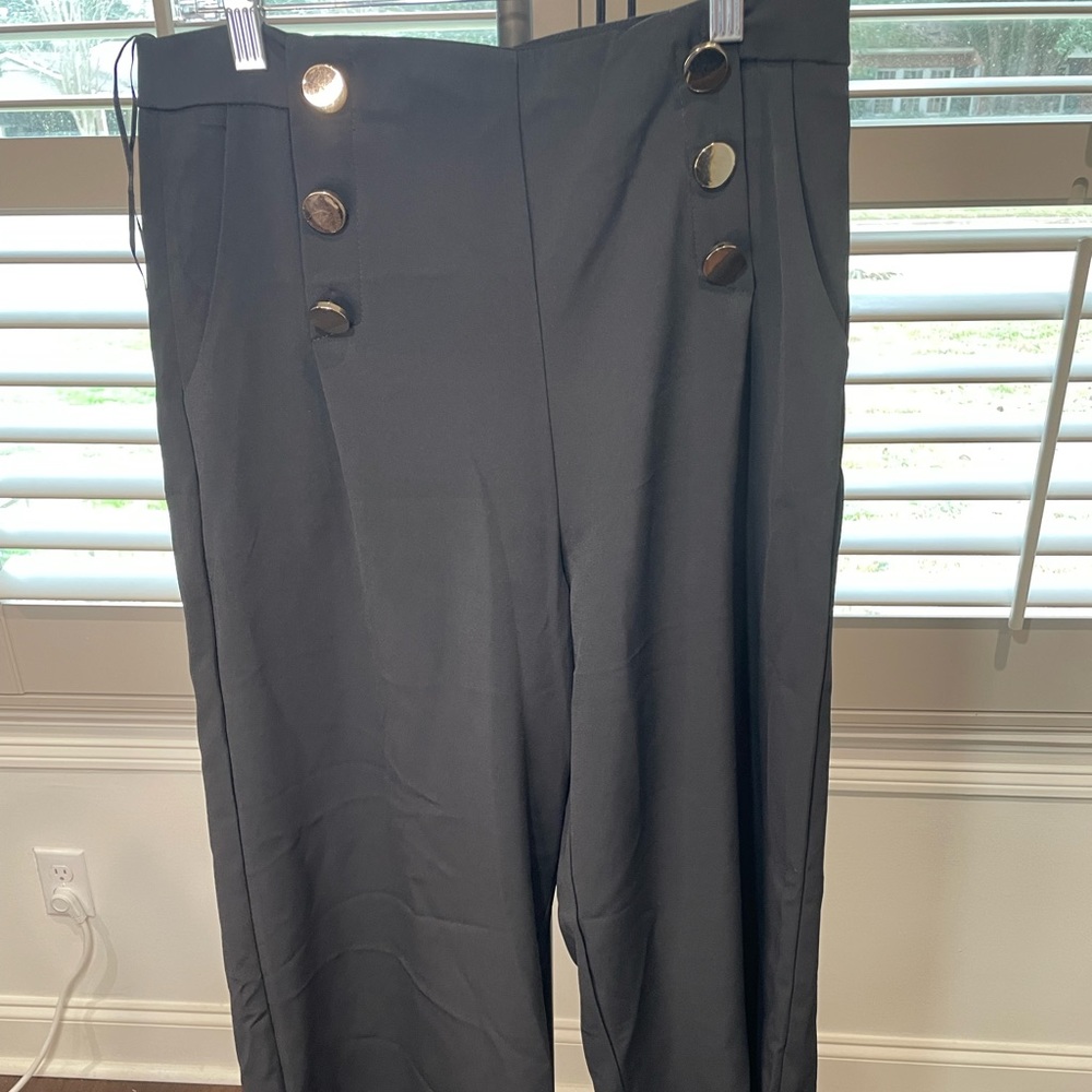 Black pants with gold bottoms size L